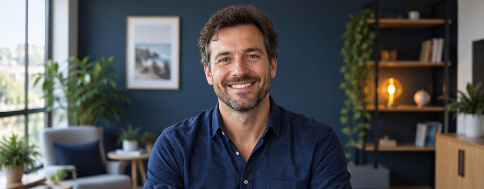 Personne souriante face à vous, prête à faire le point sur son parcours